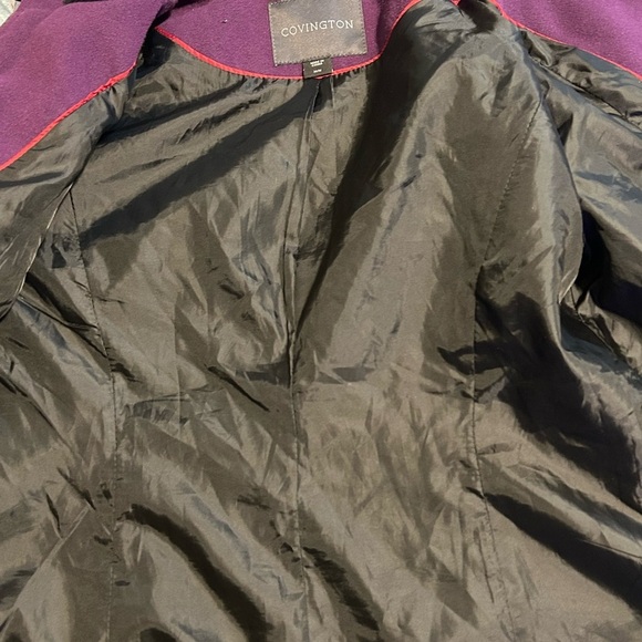 Covington womens sz medium purple full zip peacoat w adjustable plush lined hood - Picture 8 of 9